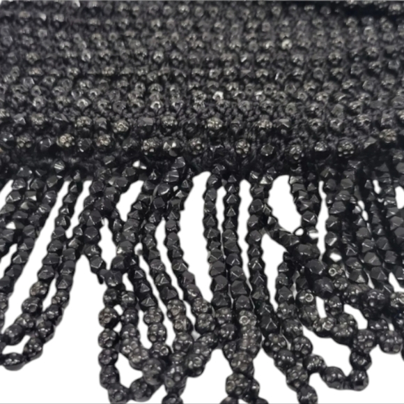 Antique Vintage 1920's Art Deco Beaded Black Flapper Handbag Purse Bag - Picture 11 of 11